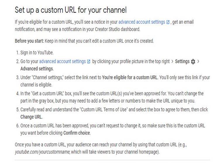 change youtube channel url