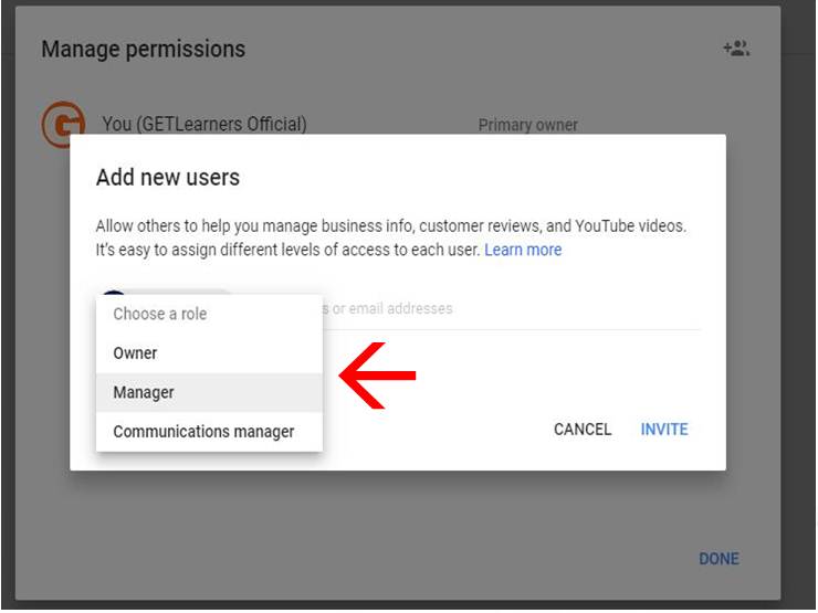 manage youtube manager role