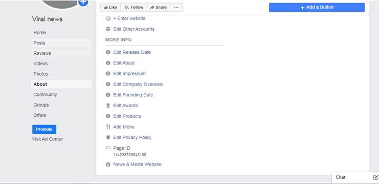page settings of facebook