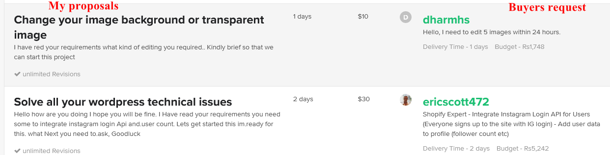 How to see buyers request on fiverr